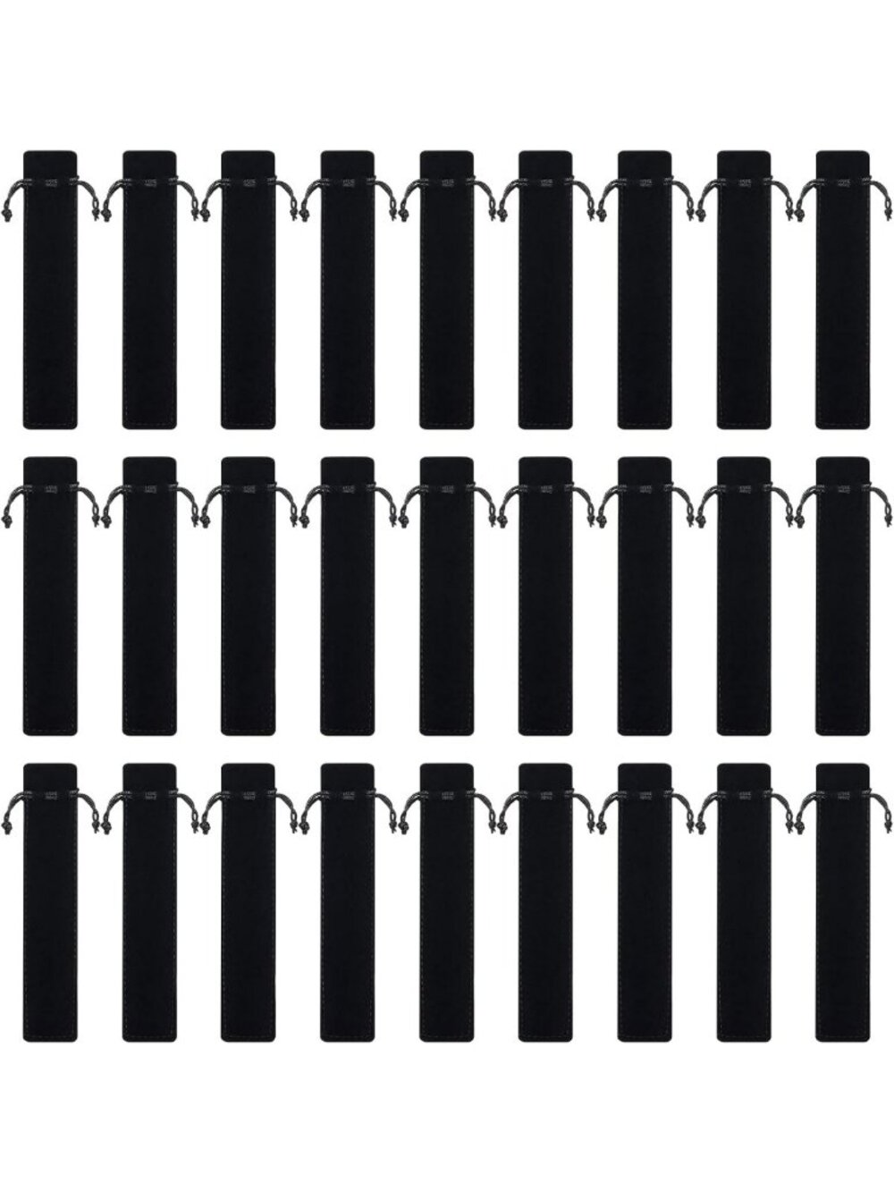 200 Velvet Drawstring Pencil Pouches - Stylish Black Storage Sleeves for Pens